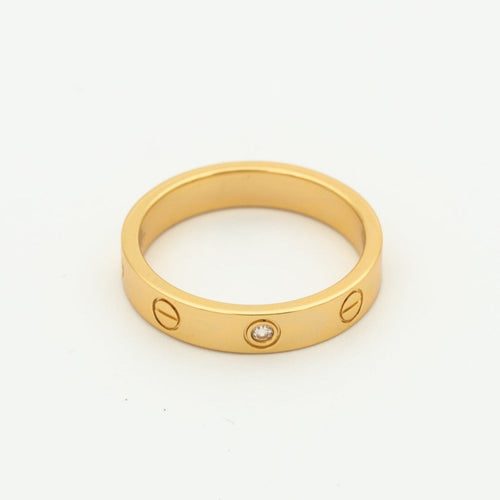 [Zalyn Jewelry ]LOVE RING 4MM 1 DIAMOND PINK GOLD