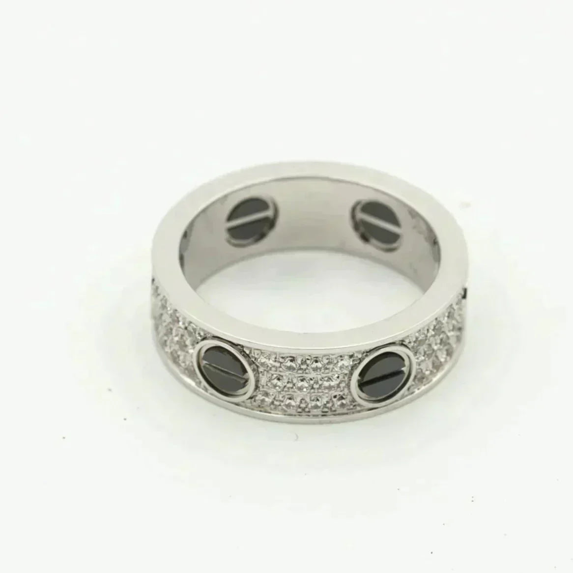 [Zalyn Jewelry ]LOVE RING 5.5MM DIAMONDS PAVED CERAMIC
