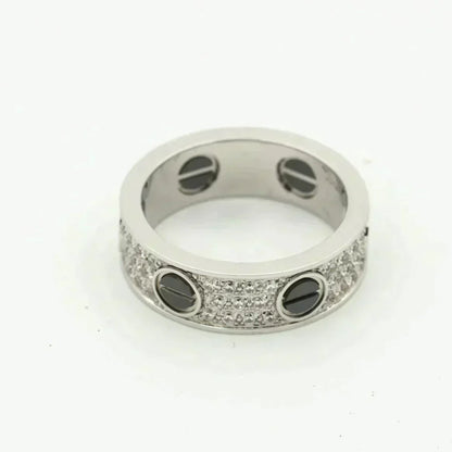 [Zalyn Jewelry ]LOVE RING 5.5MM DIAMONDS PAVED CERAMIC