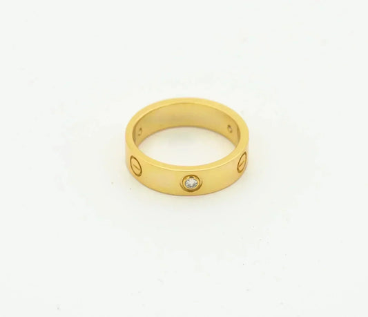 [Zalyn Jewelry ]LOVE RING 4MM 1 DIAMOND GOLD