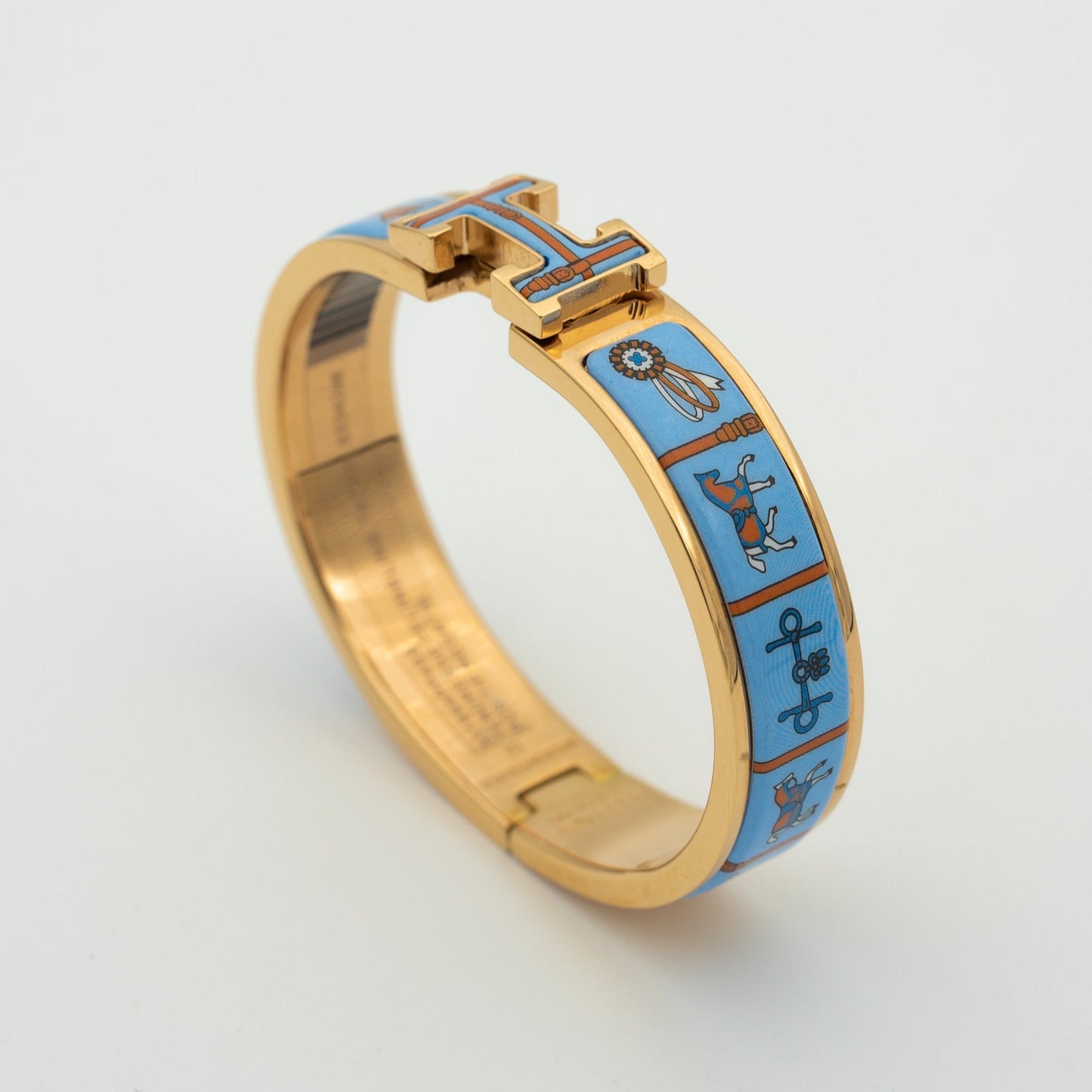 [Zalyn]H ROSE GOLD BRACELET BLUE CERAMIC