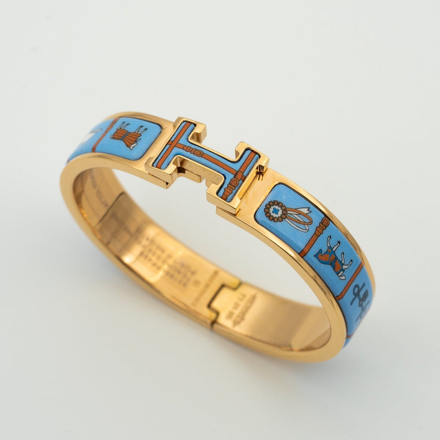 [Zalyn]H ROSE GOLD BRACELET BLUE CERAMIC