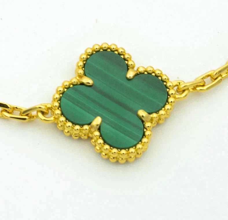 [Zalyn Jewelry ] CLOVER 5 MOTIF MALACHITE BRACELET COLLECTION