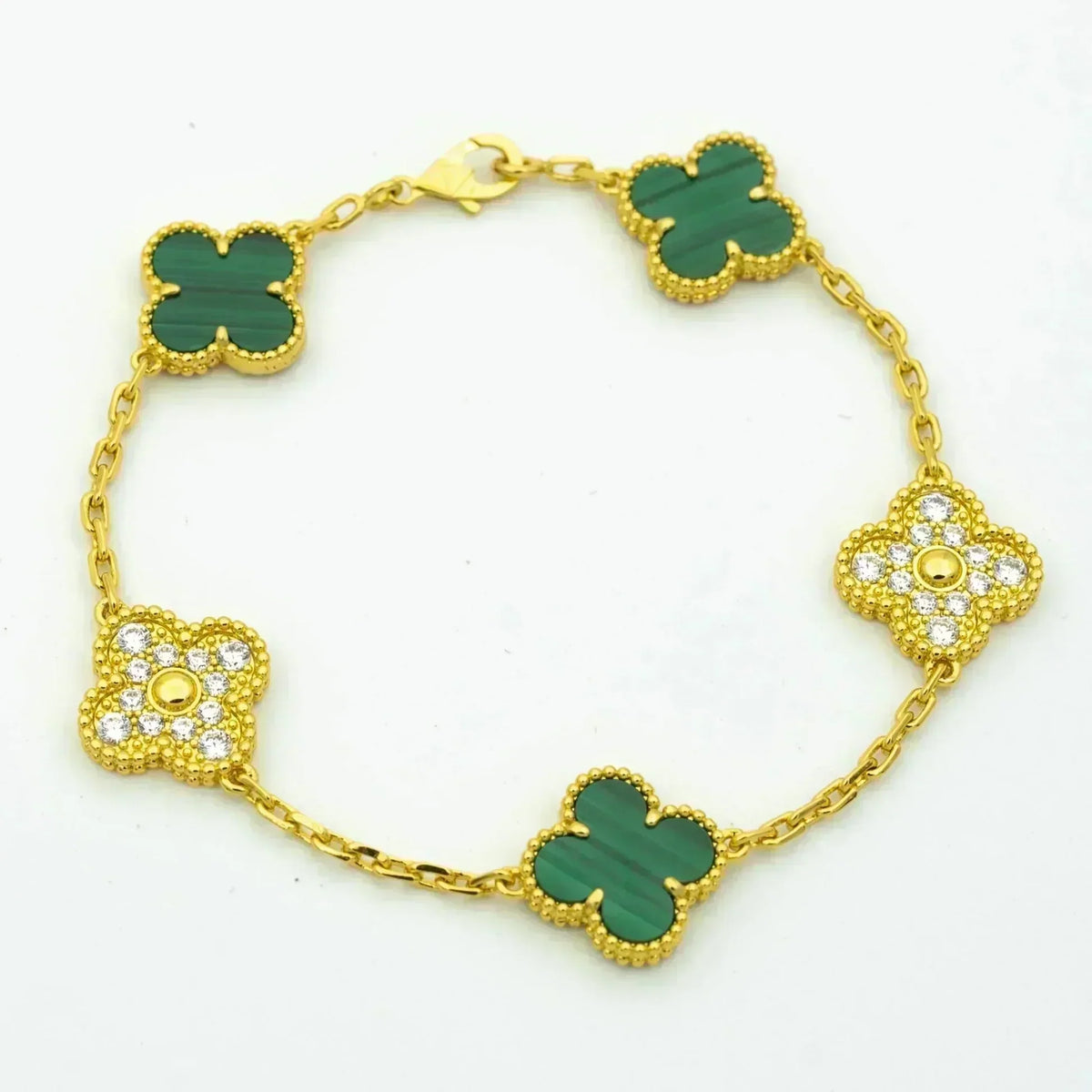 [Zalyn Jewelry ] CLOVER 5 MOTIF MALACHITE BRACELET COLLECTION
