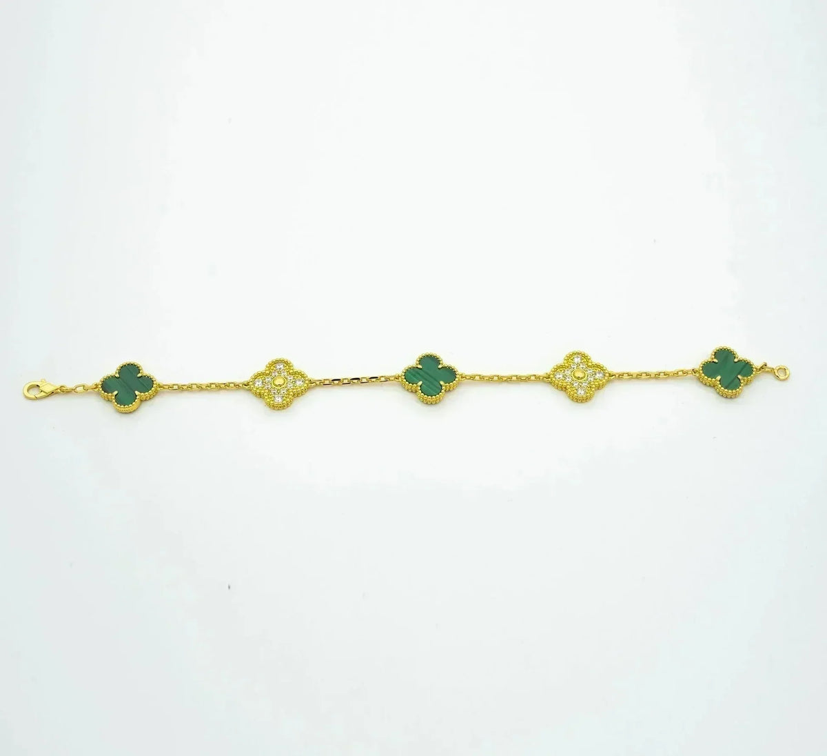 [Zalyn Jewelry ] CLOVER 5 MOTIF MALACHITE BRACELET COLLECTION