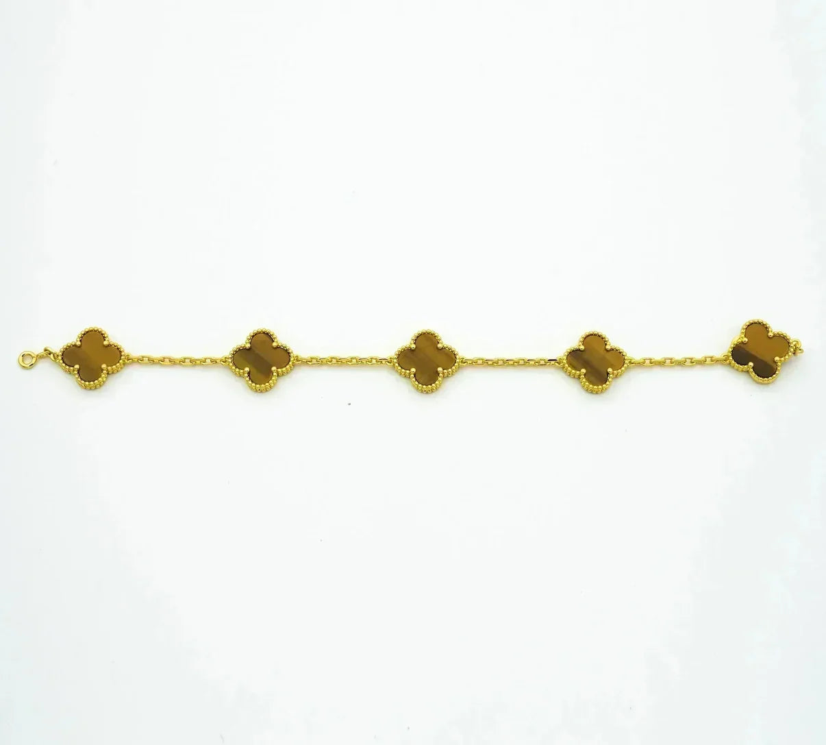 [Zalyn]LUCKY CLOVER 5-MOTIF BRACELET -  TIGER’S EYE COLLECTION