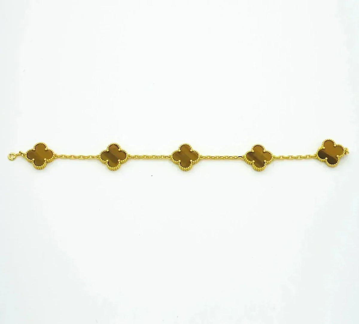 [Zalyn Jewelry ] CLOVER 5 MOTIFS TIGER EYE BRACELET COLLECTION