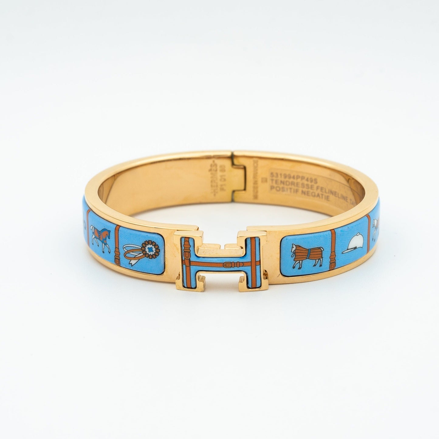 [Zalyn]H ROSE GOLD BRACELET BLUE CERAMIC