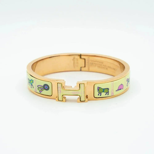 [Zalyn]H ROSE GOLD BRACELET CREAM CERAMIC