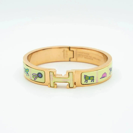 [Zalyn]H ROSE GOLD BRACELET CREAM CERAMIC