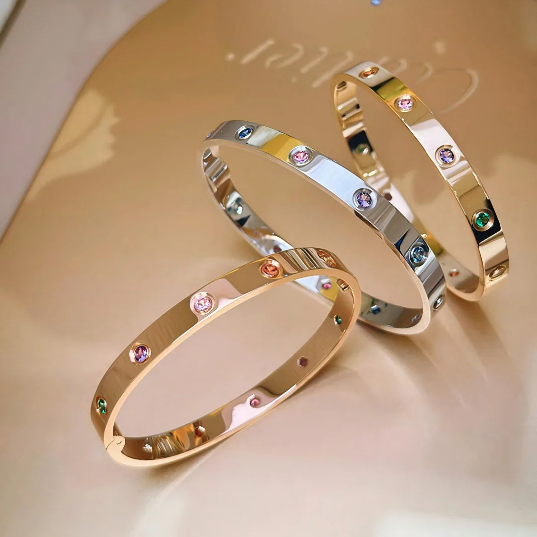 [Zalyn]CLASSIC 6.1MM LOVE BRACELET 10-DIAMOND MULTICOLOR