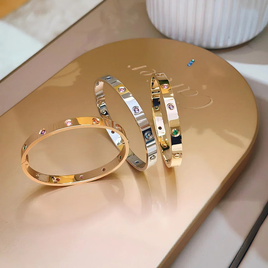 [Zalyn]CLASSIC 6.1MM LOVE BRACELET 10-DIAMOND MULTICOLOR