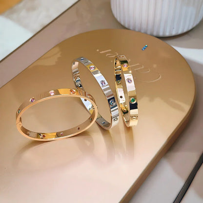 [Zalyn]CLASSIC 6.1MM LOVE BRACELET 10-DIAMOND MULTICOLOR
