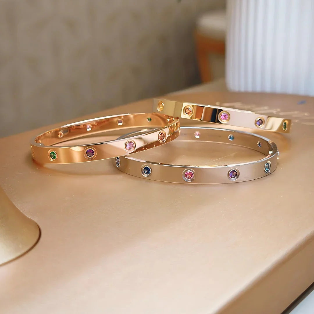 [Zalyn]CLASSIC 6.1MM LOVE BRACELET 10-DIAMOND MULTICOLOR