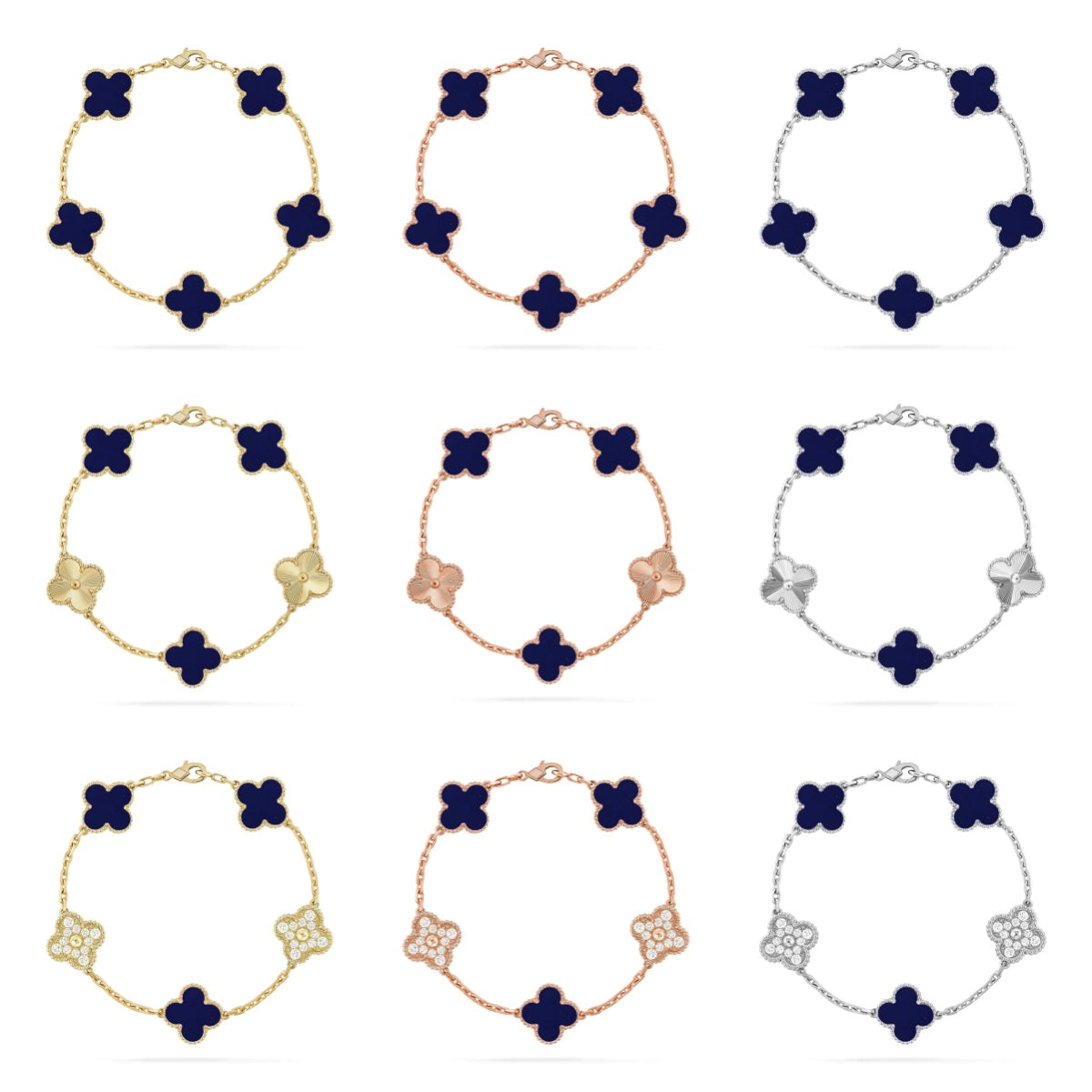 [Zalyn Jewelry ]CLOVER 5 MOTIF LAPIS LAZULI BRACELET COLLECTION