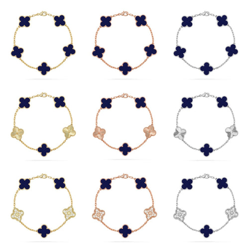 [Zalyn Jewelry ]CLOVER 5 MOTIF LAPIS LAZULI BRACELET COLLECTION