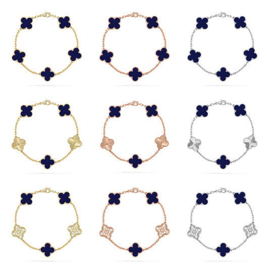 [Zalyn Jewelry ]CLOVER 5 MOTIF LAPIS LAZULI BRACELET COLLECTION