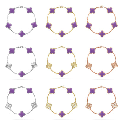 [Zalyn Jewelry ]CLOVER 5 MOTIF LIGHT PURPLE BRACELET COLLECTION