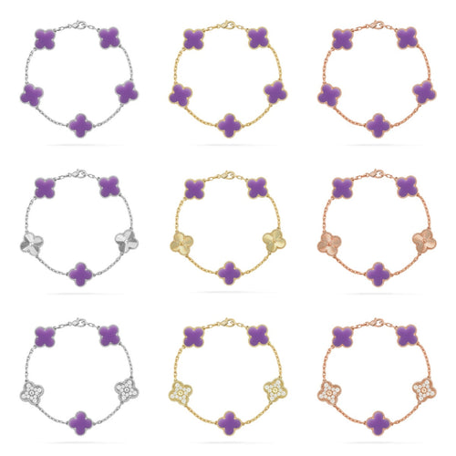 [Zalyn Jewelry ]CLOVER 5 MOTIF LIGHT PURPLE BRACELET COLLECTION