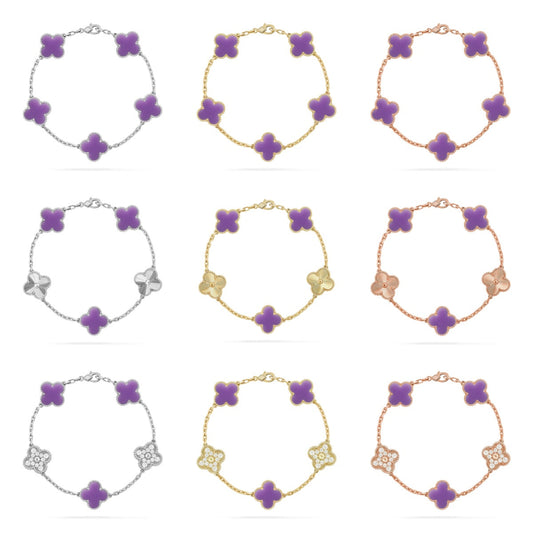 [Zalyn Jewelry ]CLOVER 5 MOTIF LIGHT PURPLE BRACELET COLLECTION