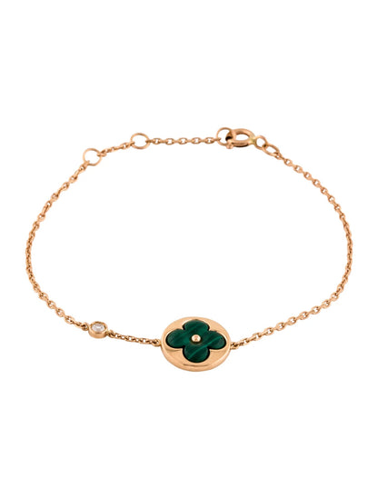 [Zalyn]SUN MALACHITE 1 DIAMOND ROSE GOLD BRACELET