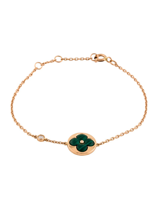 [Zalyn]SUN MALACHITE 1 DIAMOND ROSE GOLD BRACELET