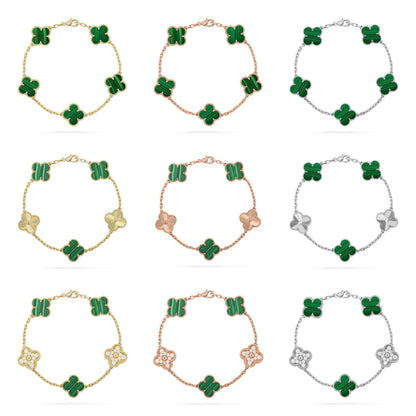 [Zalyn Jewelry ] CLOVER 5 MOTIF MALACHITE BRACELET COLLECTION