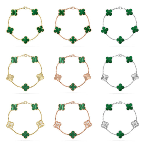[Zalyn Jewelry ] CLOVER 5 MOTIF MALACHITE BRACELET COLLECTION