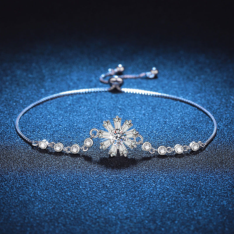 [Zalyn]RADIANT ICY CRYSTAL SUNFLOWER MOISSANITE BRACELET