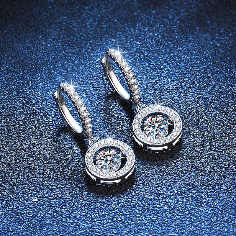 [Zalyn]DANCING MOISSANITE HALO DROP HOOP EARRINGS
