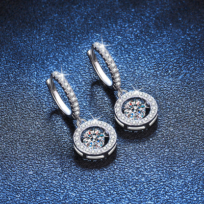 [Zalyn]DANCING MOISSANITE HALO DROP HOOP EARRINGS