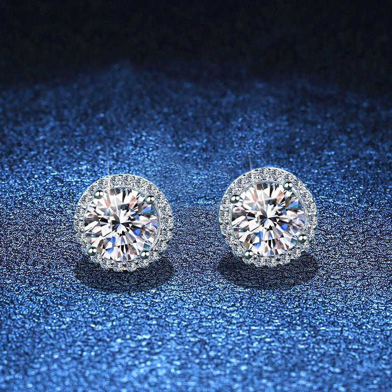 [Zalyn]CLASSIC 4-PRONG ROUND MOISSANITE STUD EARRINGS