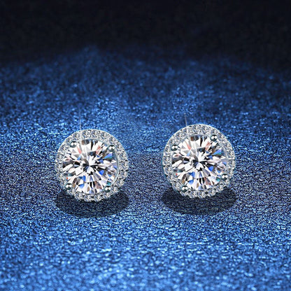 [Zalyn]CLASSIC 4-PRONG ROUND MOISSANITE STUD EARRINGS