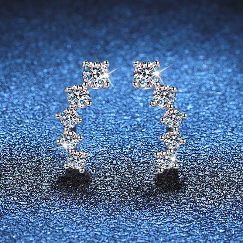 [Zalyn]SPARKLING SMILE ARC MOISSANITE STUD EARRINGS