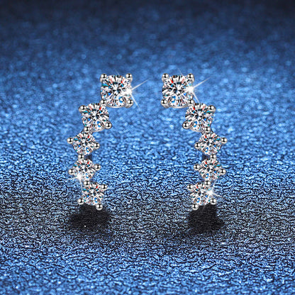 [Zalyn]SPARKLING SMILE ARC MOISSANITE STUD EARRINGS