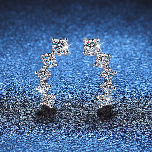 [Zalyn]SPARKLING SMILE ARC MOISSANITE STUD EARRINGS