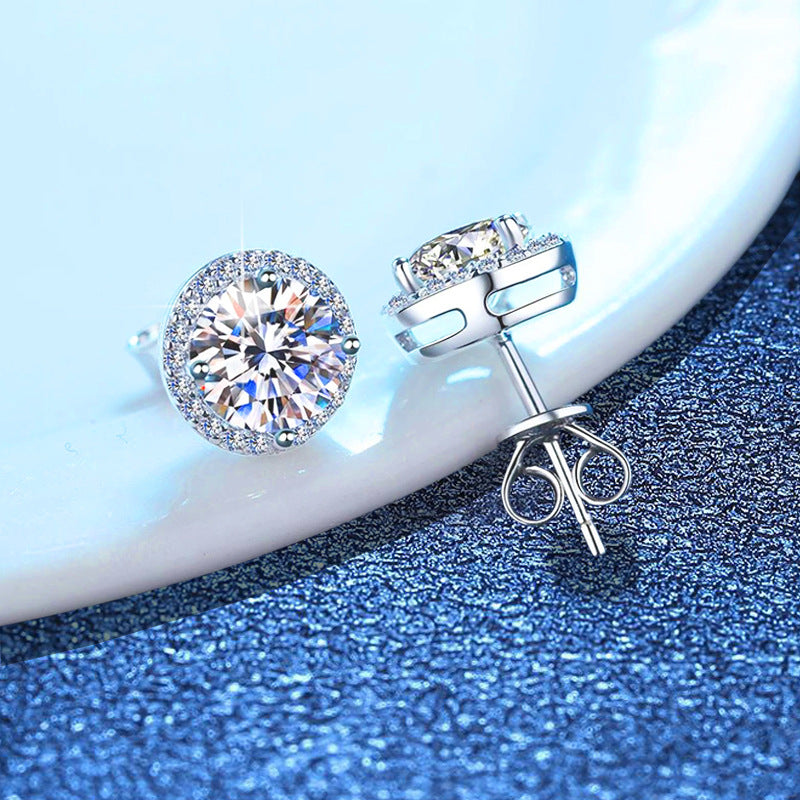 [Zalyn]CLASSIC 4-PRONG ROUND MOISSANITE STUD EARRINGS