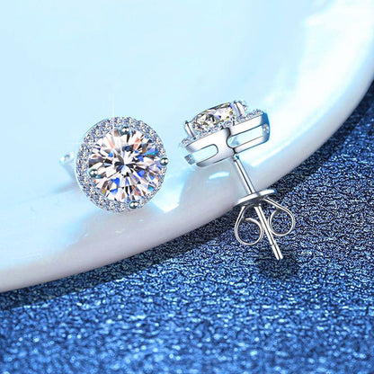 [Zalyn]CLASSIC 4-PRONG ROUND MOISSANITE STUD EARRINGS