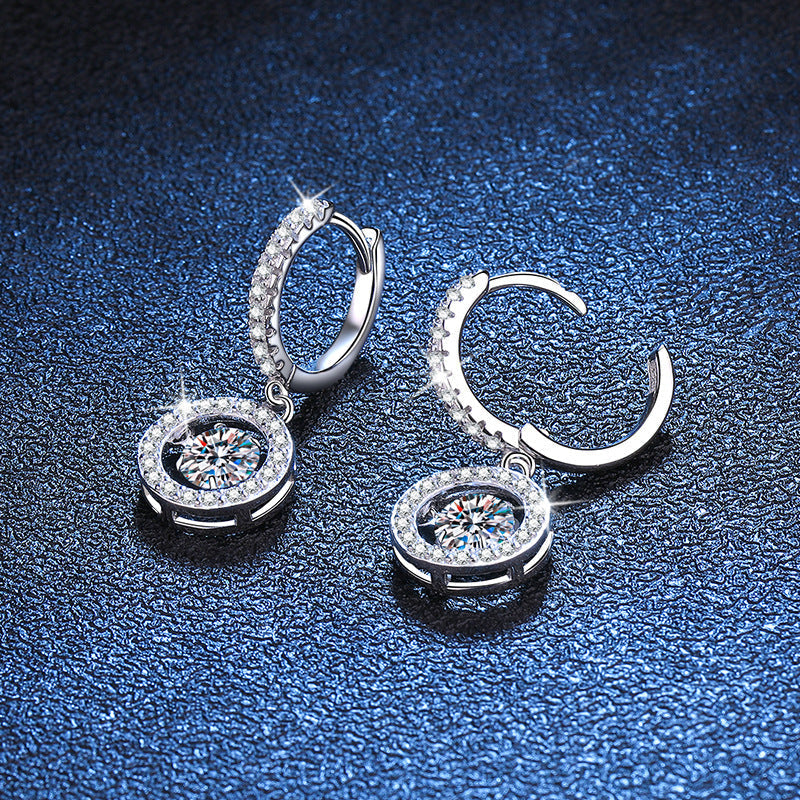 [Zalyn]DANCING MOISSANITE HALO DROP HOOP EARRINGS