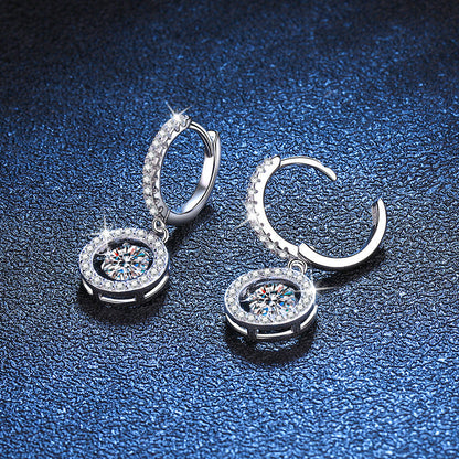 [Zalyn]DANCING MOISSANITE HALO DROP HOOP EARRINGS