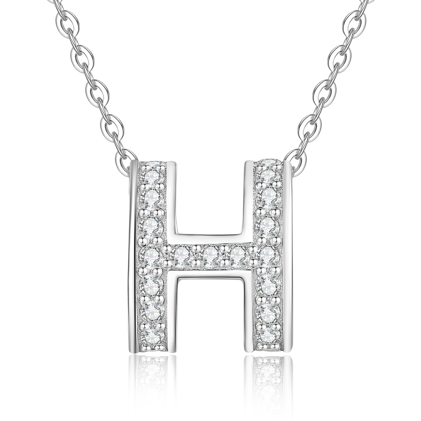 [Zalyn]FULL-PAVE "H" MOISSANITE PENDANT NECKLACE