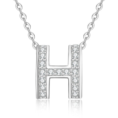 [Zalyn]FULL-PAVE "H" MOISSANITE PENDANT NECKLACE
