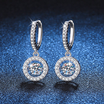 [Zalyn]DANCING MOISSANITE HALO DROP HOOP EARRINGS