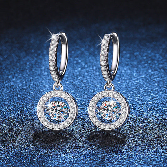 [Zalyn]DANCING MOISSANITE HALO DROP HOOP EARRINGS