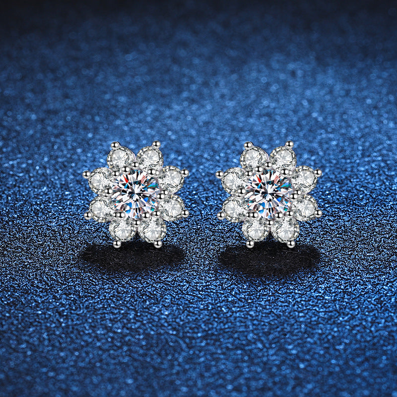 [Zalyn]RADIANT SUNFLOWER MOISSANITE STUD EARRINGS