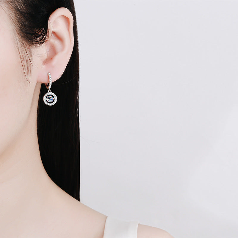 [Zalyn]DANCING MOISSANITE HALO DROP HOOP EARRINGS