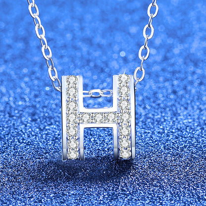 [Zalyn]FULL-PAVE "H" MOISSANITE PENDANT NECKLACE