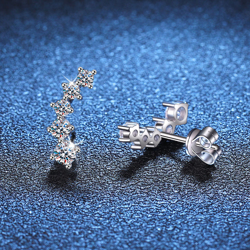 [Zalyn]SPARKLING SMILE ARC MOISSANITE STUD EARRINGS