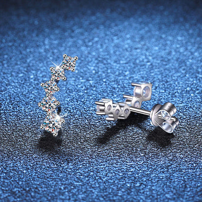 [Zalyn]SPARKLING SMILE ARC MOISSANITE STUD EARRINGS