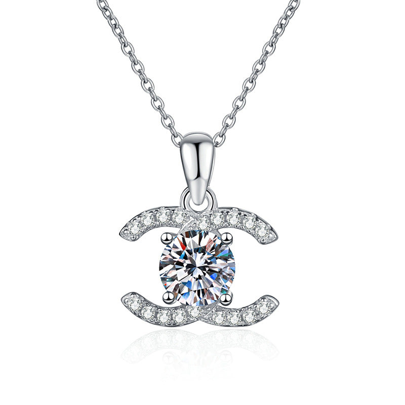 [Zalyn]CLASSIC INTERLOCKING MOISSANITE PENDANT NECKLACE